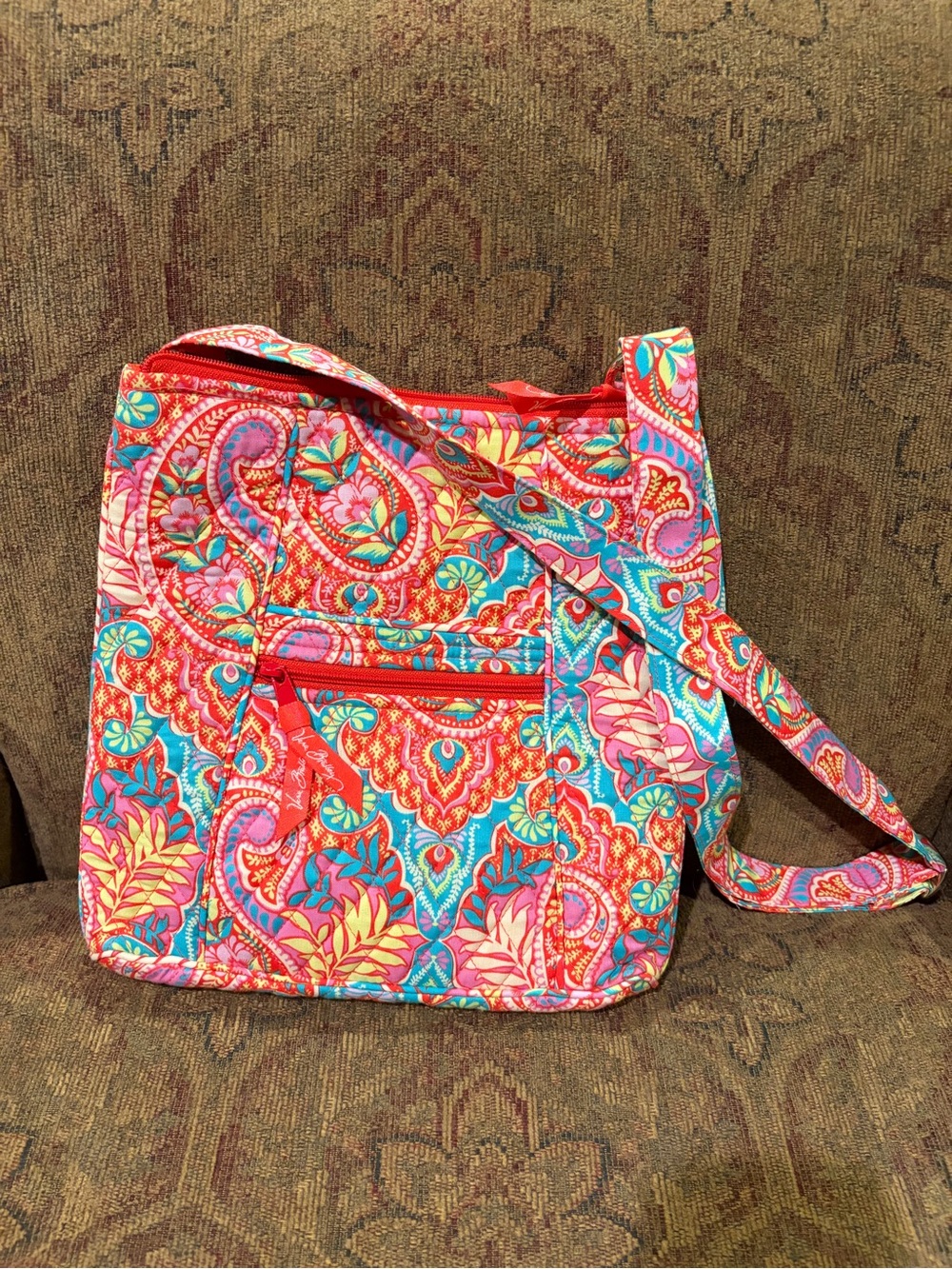 Vera Bradley Red Paisley Quilted Crossbody Bag